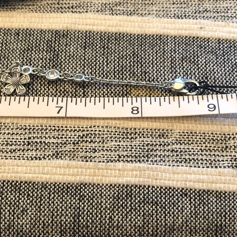 Authentic New/tag kate spade Silver Floral Crystal Bracelet with Clear Stones - Picture 7 of 8